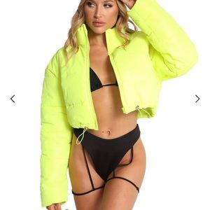 iHeartRaves Reflective Cropped Puffer Jacket